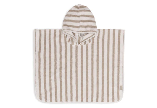 Badeponcho Stripe Frottee in Olive Green
