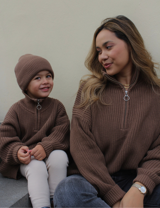 Mum Zipper Jumper Choco