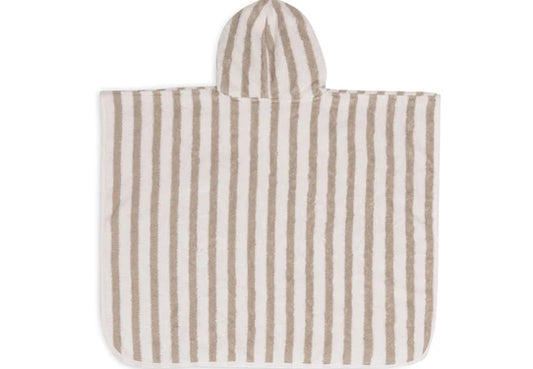 Badeponcho Stripe Frottee in Olive Green