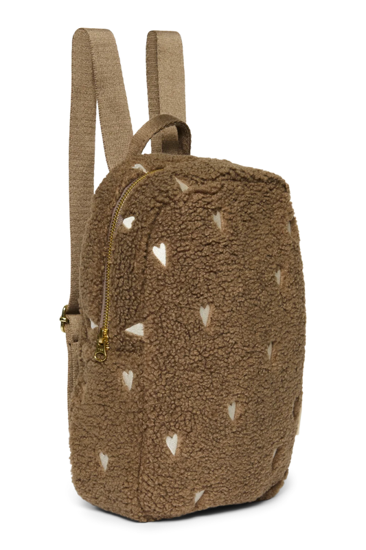 Mini Backpack Teddy Hearts Brown