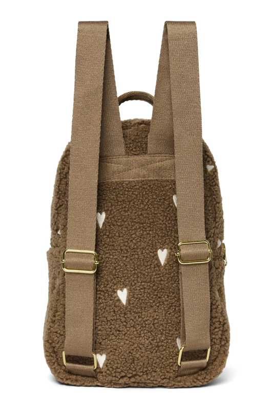 Mini Backpack Teddy Hearts Brown
