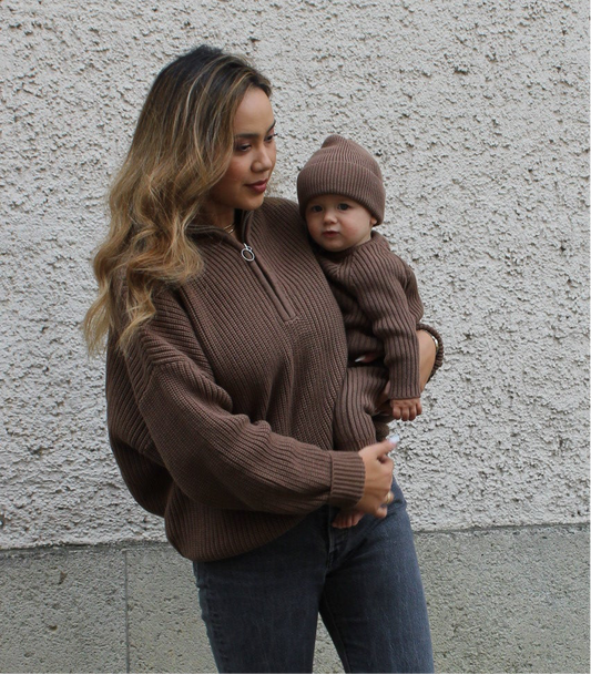 Mum Zipper Jumper Choco