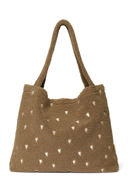 Brown Hearts Teddy Mom Bag