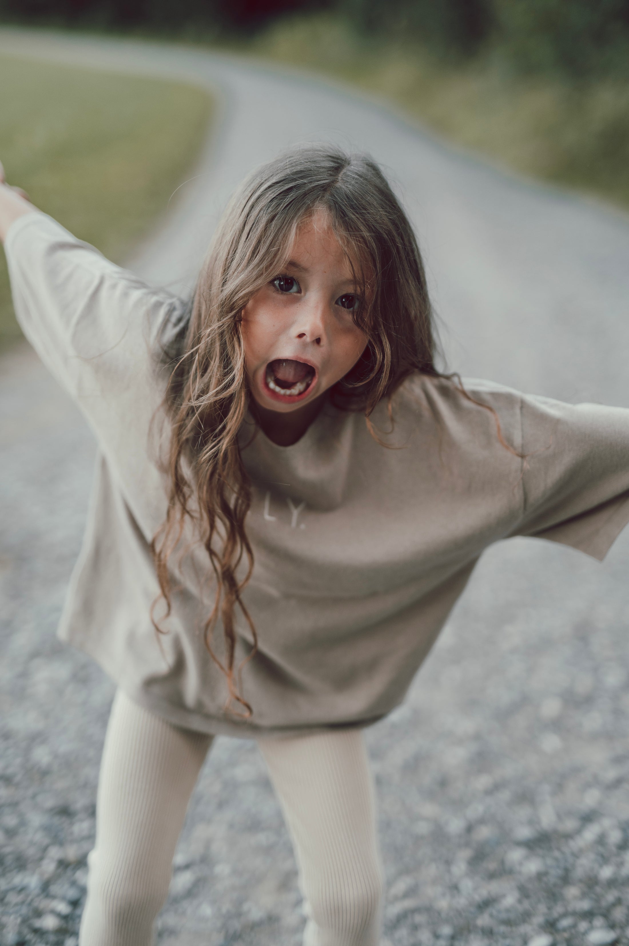 KIDS Oversized Knit Shirt Taupe