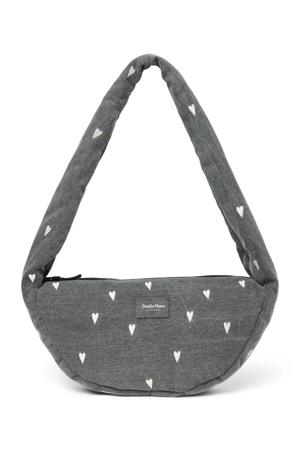 Grey Hearts Denim Mini Cross Body Bag