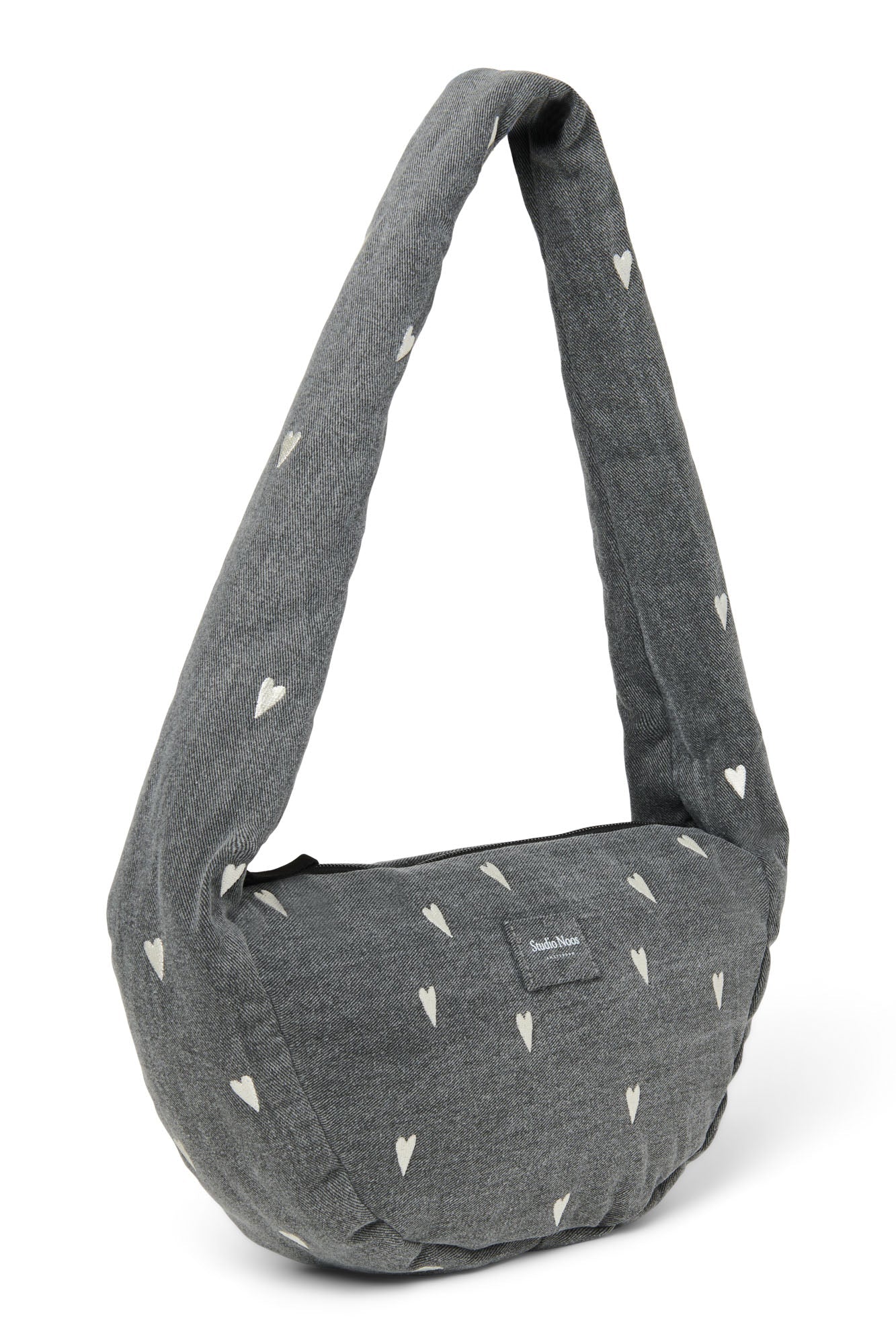 Grey Hearts Denim Mini Cross Body Bag